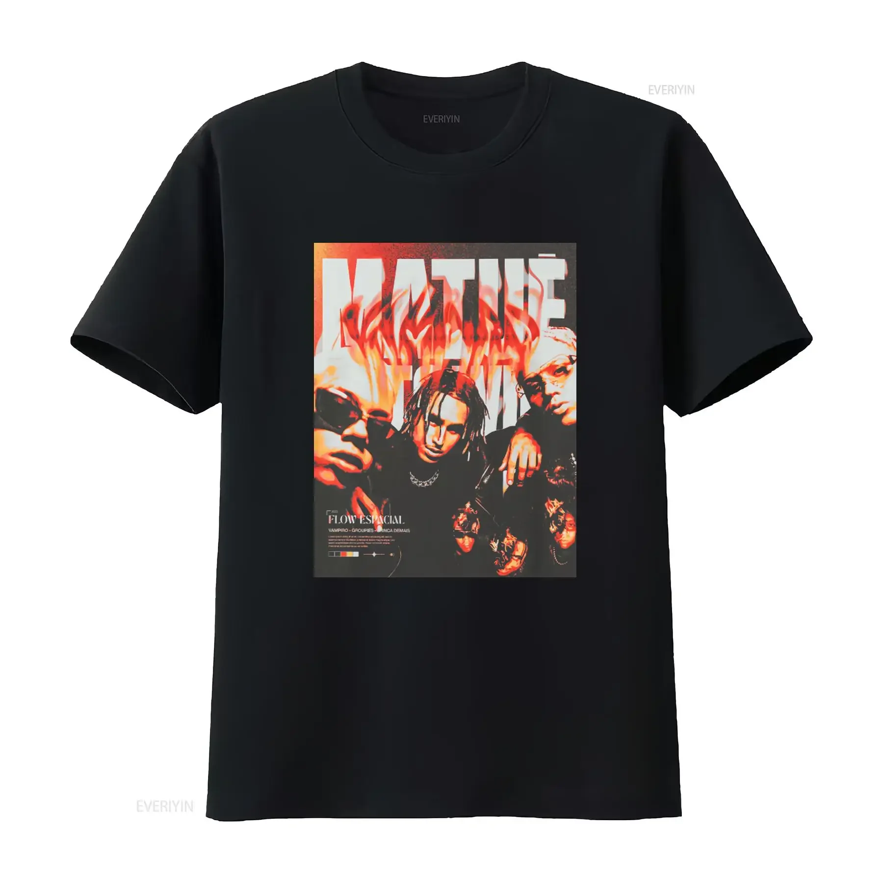 Matue Vintage 90S Style T Shirt with Flame Print and Hip Hop Theme vintage Washed Comfortable Stretched Top For Everyday Wear