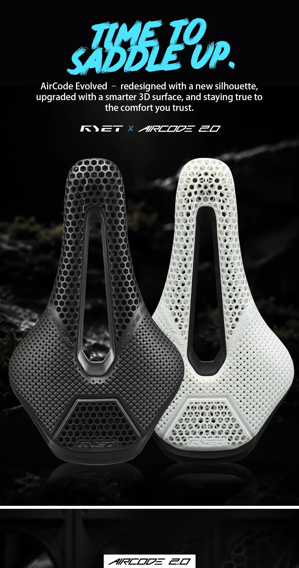 2026 RYET T40S 3D-Gedruckter/VCM Carbonfaser-Fahrradsattel 255*150mm MTB Rennrad Komfortabler Belüfteter Atmungsaktiver Fahrradsitz – Detail 1