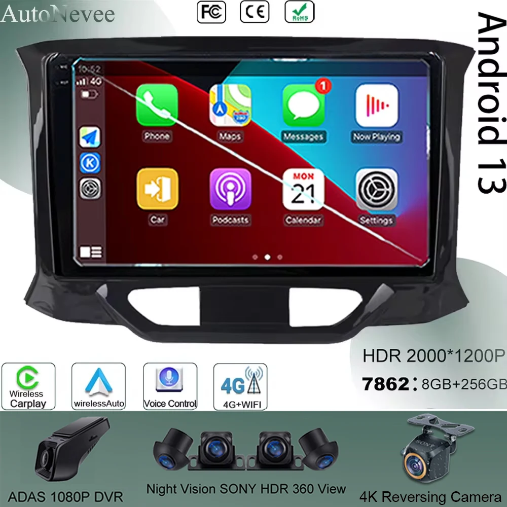 

For LADA Xray X Ray 2015 Carplay 4G WIFI Car Navigation BT QLED Screen Android Radio No 2Din Stereo Multimedia GPS Bluetooth DVD