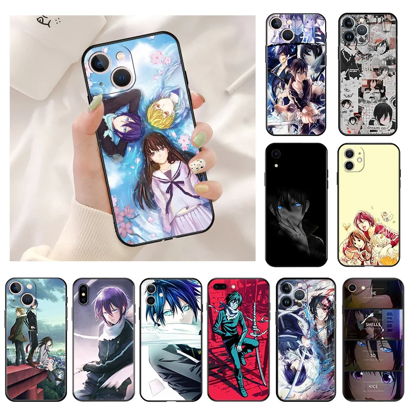 Silicone Black Phone Cases for iphone 16 Pro Max 7 8 14 15 Plus SE XR 11 12 13 Mini 15Pro Noragami Yato Soft Cover