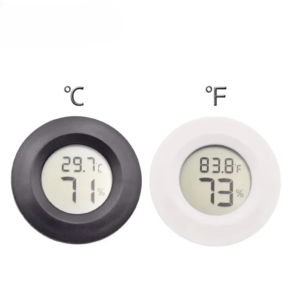 -50~ +70°C Mini LCD Digital Thermometer Hygrometer Round Temperature Humidity Tester Sensor Detector for Freezer Cigar Box