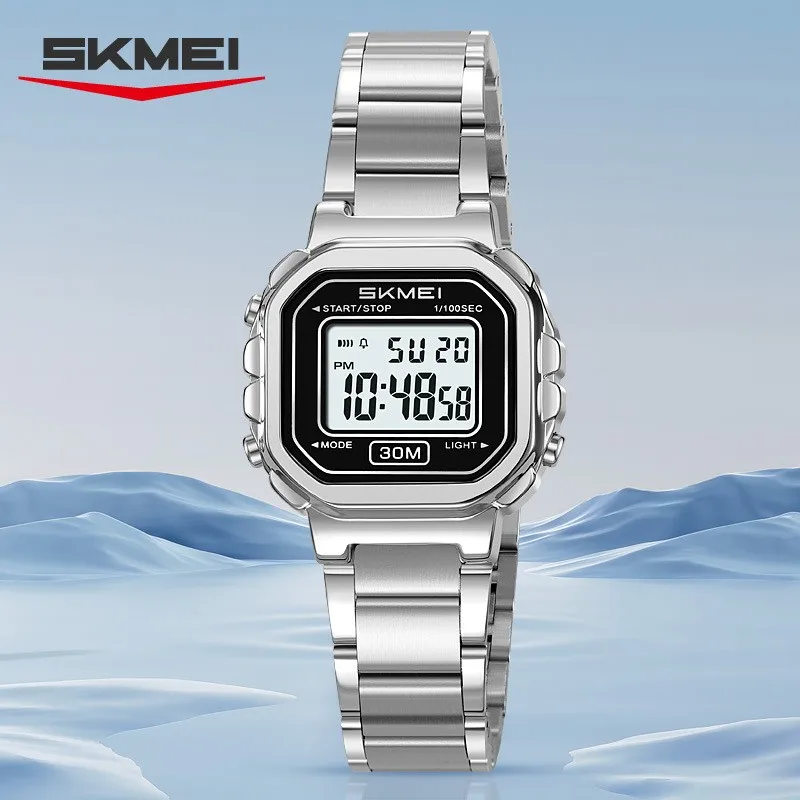 

BusinWomen модные часы со стальным ремешком из сплава женские SKMEI 2387 изысканные цифровые