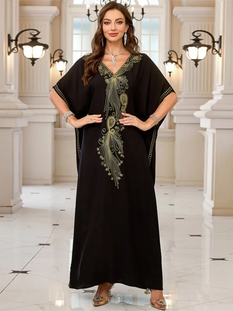 

Летние пляжные платья-накидки для женщин, с коротким рукавом, черные, макси, для отпуска, новинка 2026 года