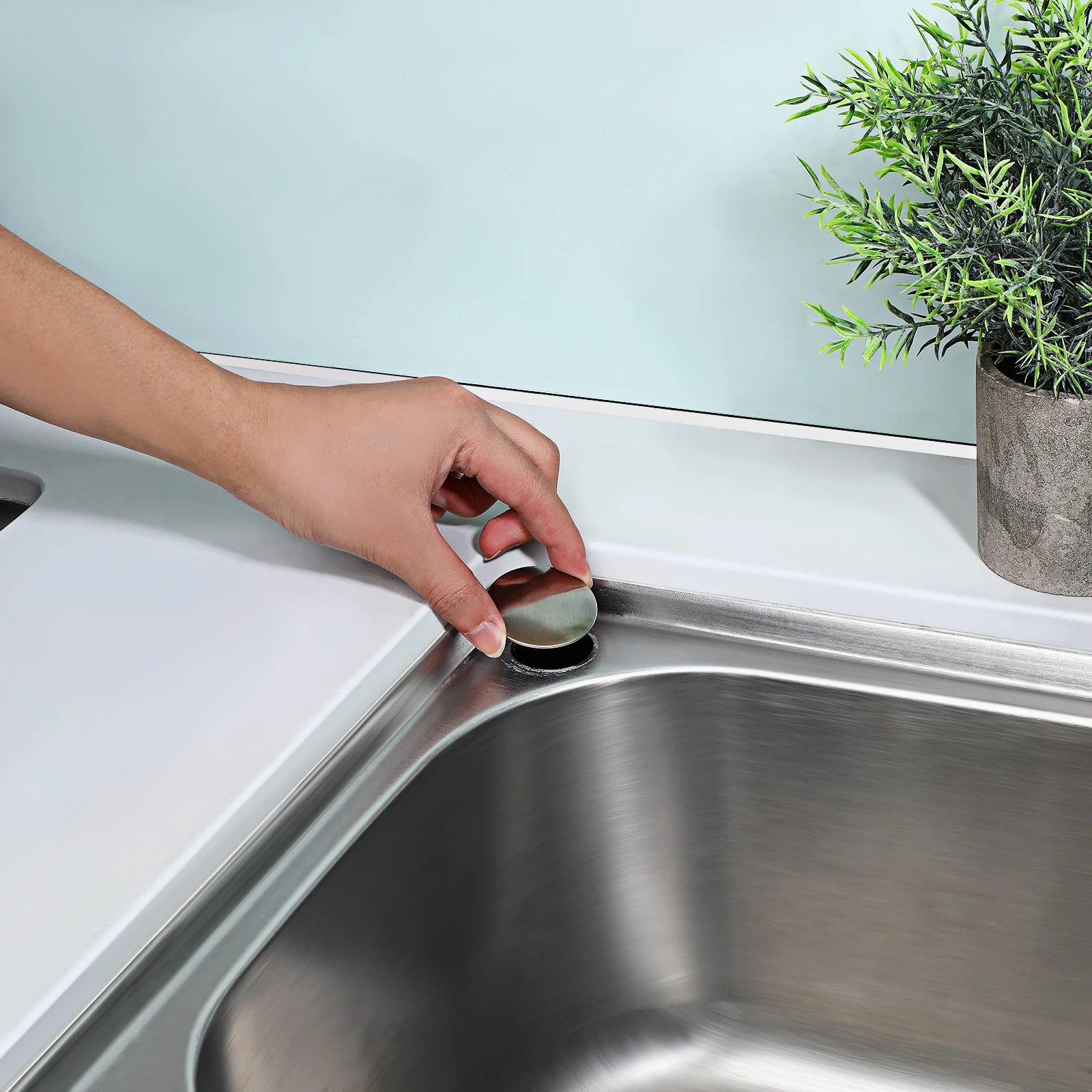 

2Pcs Sink Cover Stainless Steel Faucet Hole Plug Kitchen Accessories Washbasin Cap Durable No Sink Hole Cover Leakage