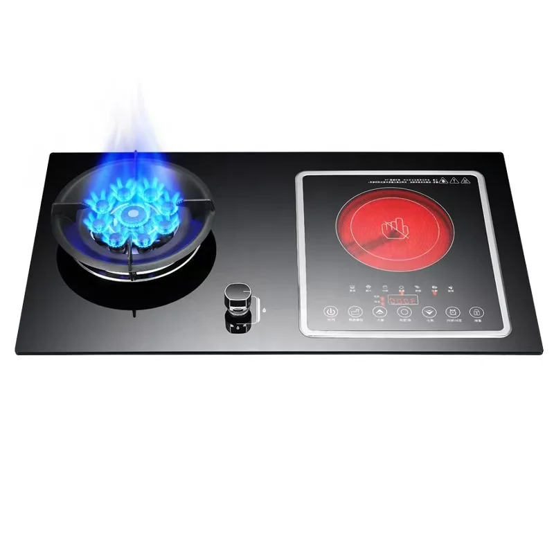 موقد محمول ثنائي الغرض 3kw طباخ التعريفي وموقد غاز 7KW موقد غاز طباخ علوي مع زجاج مقسى أسود