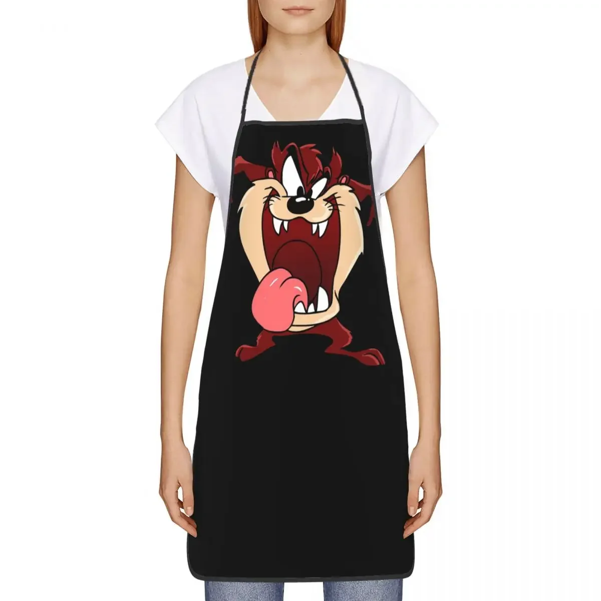 Custom Bib Tasmanian Devil Aprons for Men Women Unisex Adult Chef Cooking Kitchen Taz Cartoon Tablier Cuisine Gardening