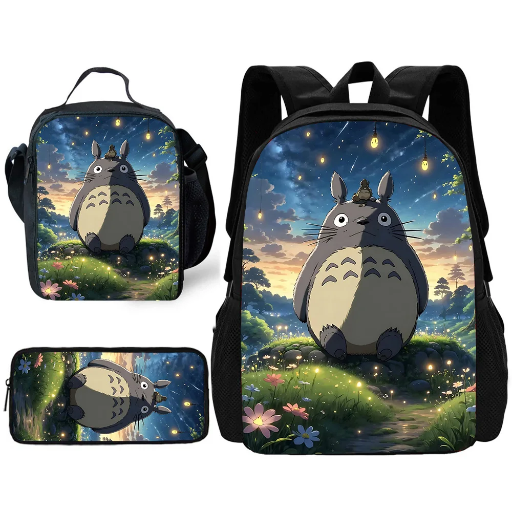 Child School Backpack with Lunch Bags Pencil Bags Cute For Popular Movies Anime T-Totoros School Bags for Boys Girls Best Gift