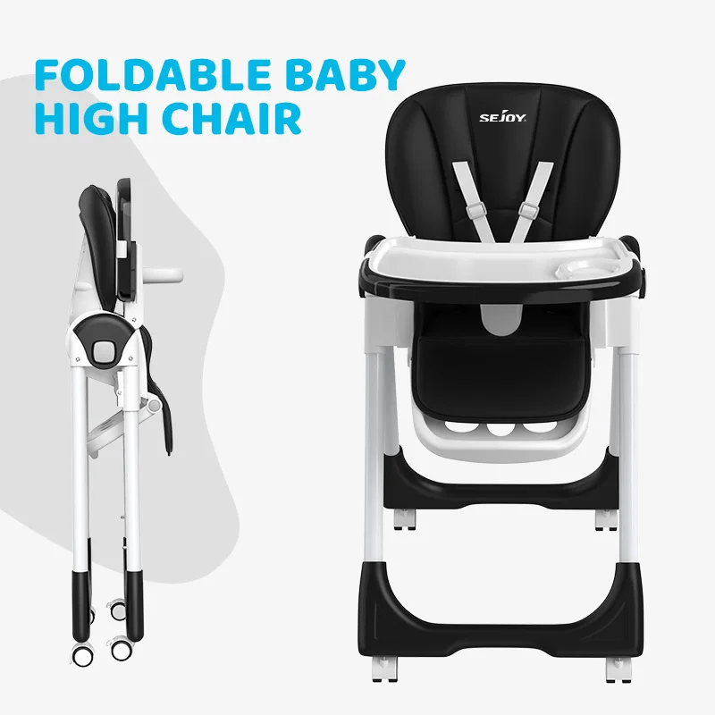 SEJOY Baby Feeding Chair with Dining Table High Chair for Feeding Children's Folding Dining Chair with Wheel