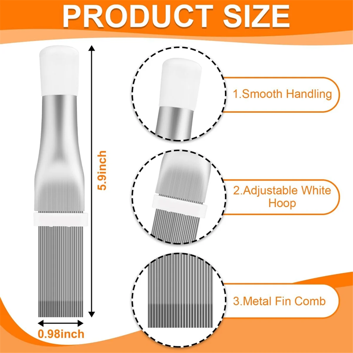 4 Pieces Air Conditioner Condenser Fin Cleaning Brush, AC Coil Cleaner Stainless Steel Fin Comb