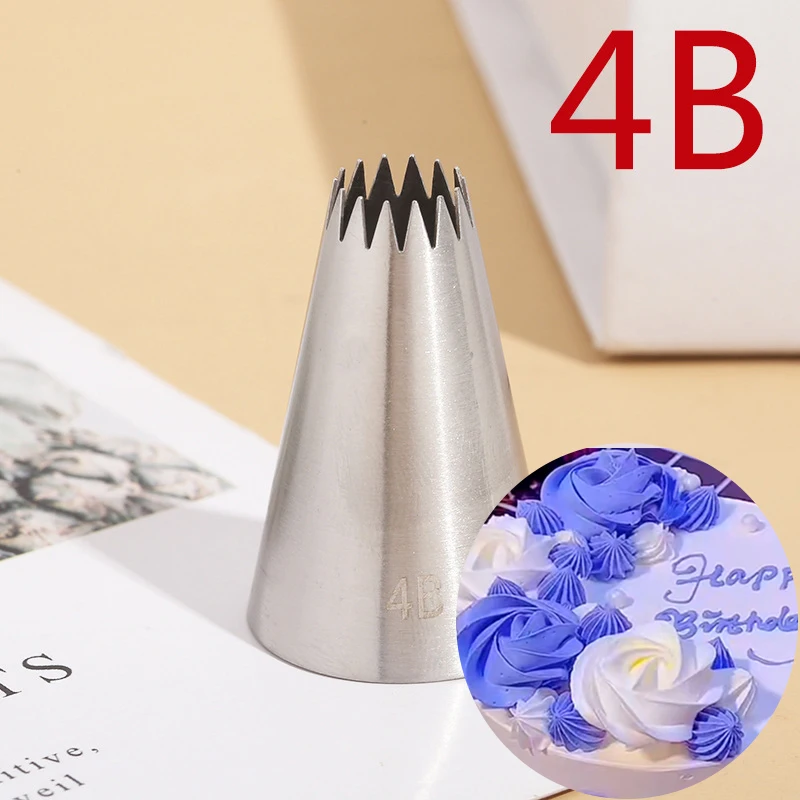 BCMJHWT DIY Cakes Decoration 14tooth Pastry Nozzle Kitchen Gadgets Cookies Supplies 304 Stainless Steel Silver Fondant Decor #4B