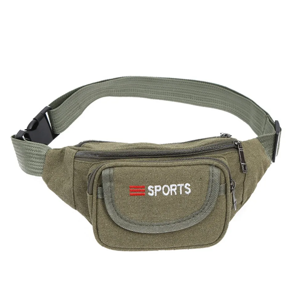 

Canvas Waist Fanny Pack Multiple Pockets Adjustable Men Molle Pouch Waterproof Multifunctional Running Sports Belt Bag Hiking