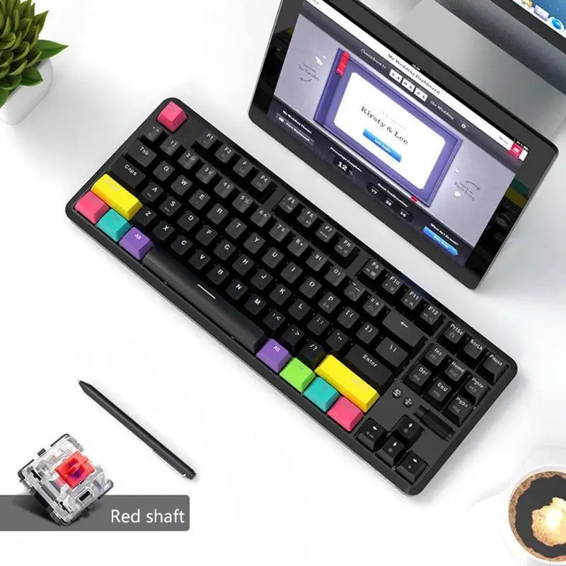 LX0B 87 Keys Mekanik Keyboard RGB Keyboard Gaming Backlit dengan KeyCaps