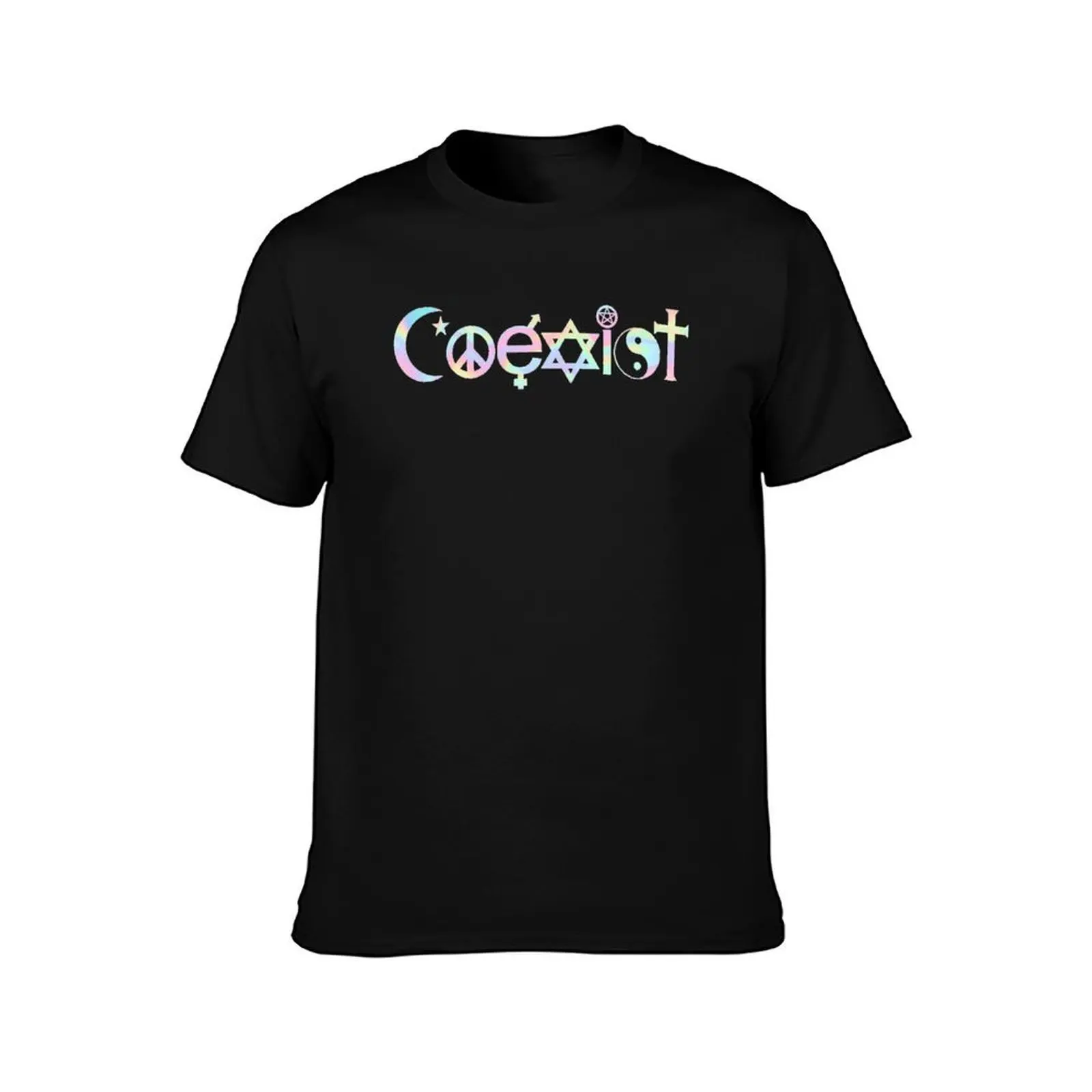Coexist - Trippy Rainbow T-Shirt Big and Tall Solid Color T-Shirt