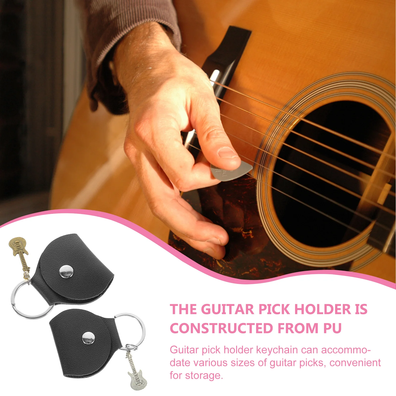 

2 Pcs Pick Storage Bag Guitar Keychain Holder Plectrum Organizer Keyring Picks Case Accessory