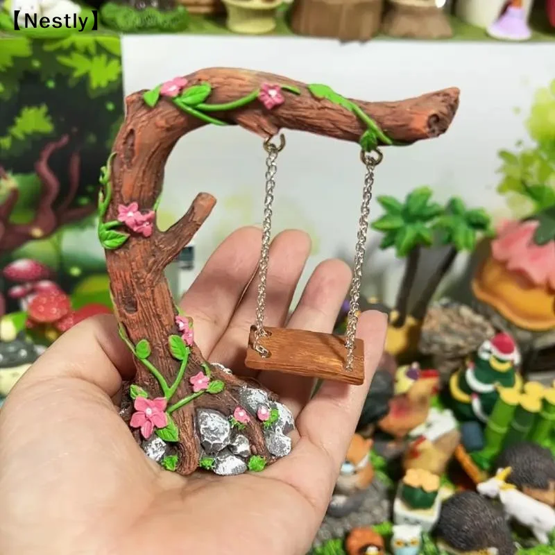 Miniatur-Feengartenschaukel, Blumenbaum, Figur, Modell für Mikrolandschaft, Hofgarten, Außendekoration〔Nest〕