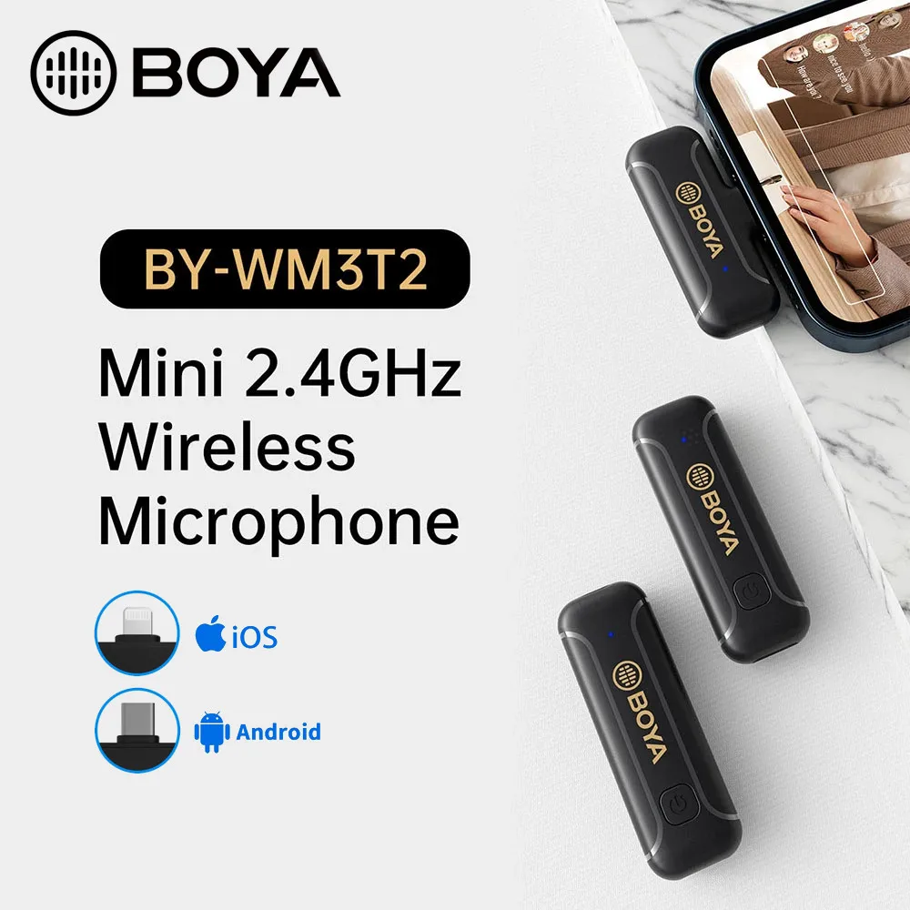 

BOYA BY-WM3T2 Condenser Wireless Lavalier Lapel Microphone Mini Vlog Mic for PC Mobile Xiaomi iPhone Android Streaming Youtube