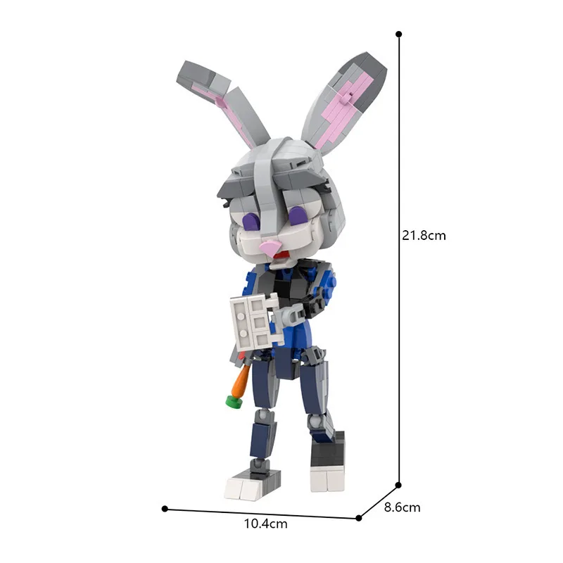 Modello di coniglio Building Blocks Ufficiale di animali Serie di film anime Giocattolo da collezione Ornamento per regali di Natale per bambini