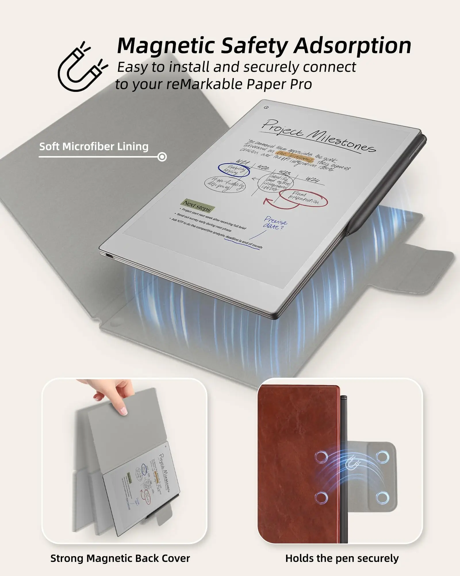 Case for 11.8' Remarkable Paper Pro Tablet Case Cover (2024 Released), Auto Sleep/Wake Protective Cover with Pen Clasp,