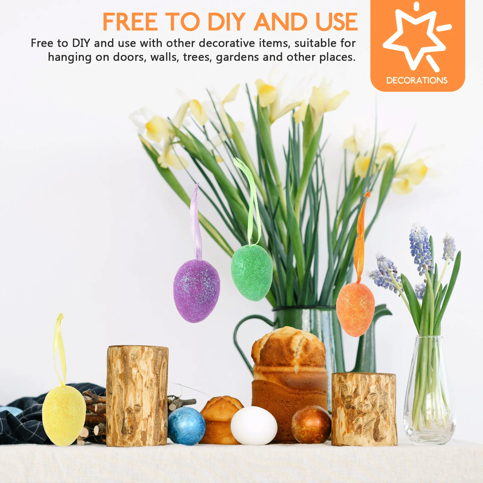 

12Pcs Easter Eggs Hanging Decorations Colored Reusable Easter Party Pendants Home Decor Festive Layout Party Layout Decors