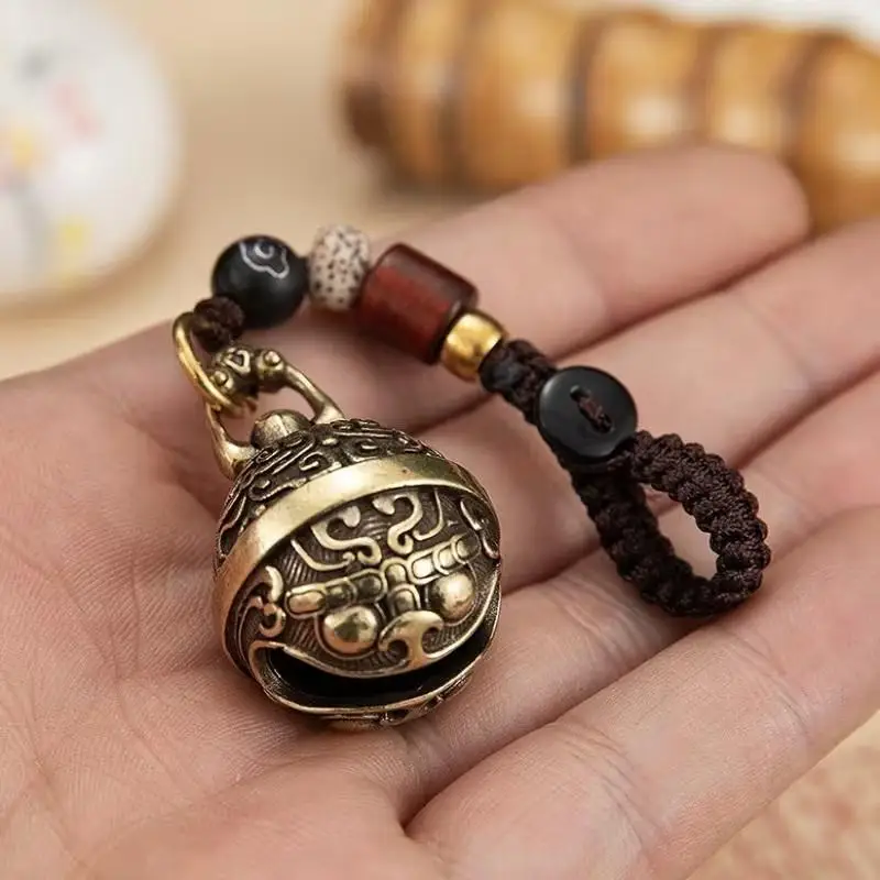 ~Hot Sale Retro Alloy Bell Car Keychain Pendant, Gluttonous Wind Chime Handmade Key Ring, Creative Small Gift For Men And Women