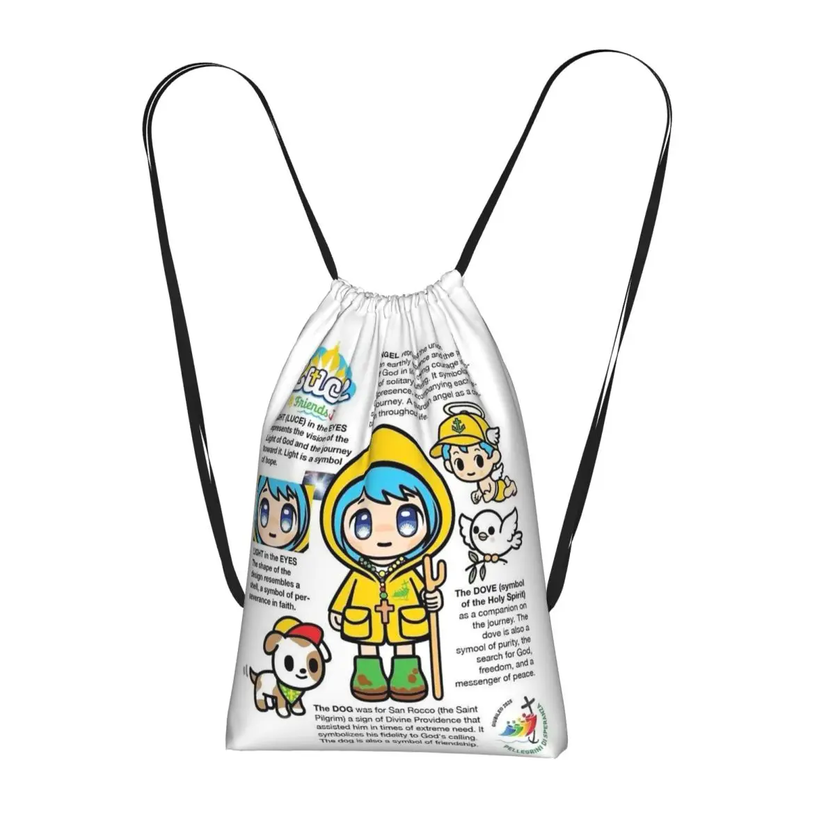 Luce Vatican Mascot Drawstring Backpack hiking cycling Bag Lightweight Foldable Storage Drawstring Bag for Men Women