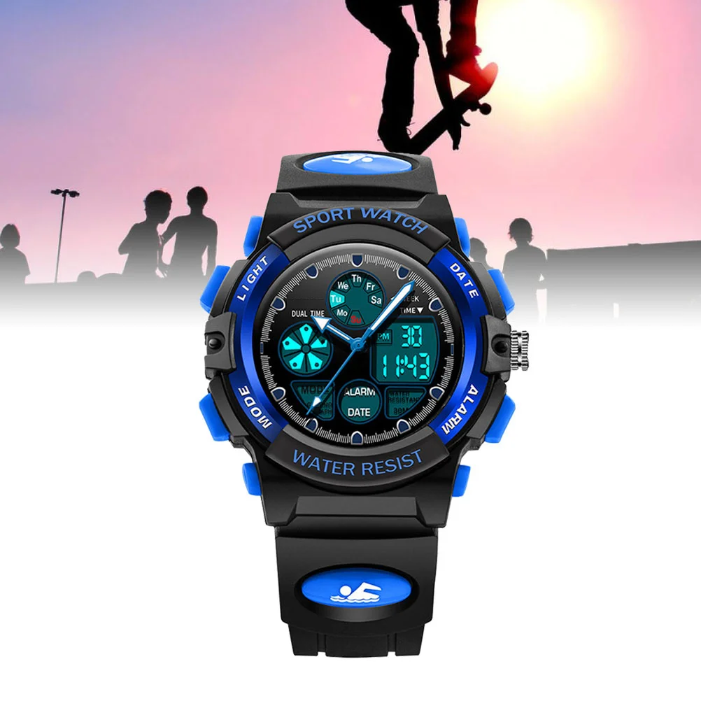 Digital Watch 30M Waterproof Led Light Large Dial Alarm Calendar Stopwatch Dual Time For Durable