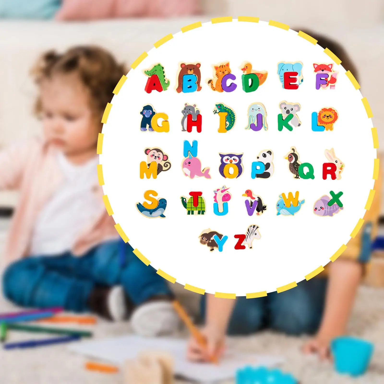 

Wooden Animal Alphabet Puzzle Matching Game, Compact Preschool Early Education Alphabet Learning Toy, Paired Puzzle for Kids
