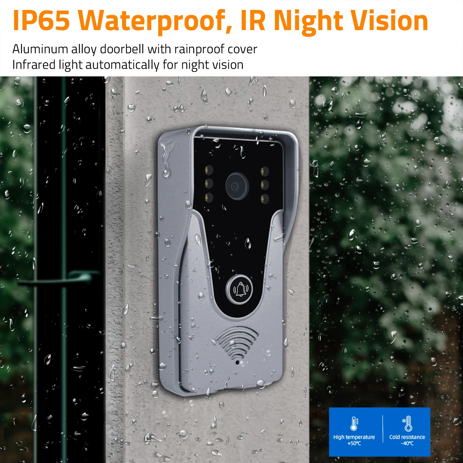 Wifi Video Intercom Doorbell System, Wifi IP Smart Video Door Phone Doorbell 7 Inch Monitor 1080P Camera 32G Card Tuya APP