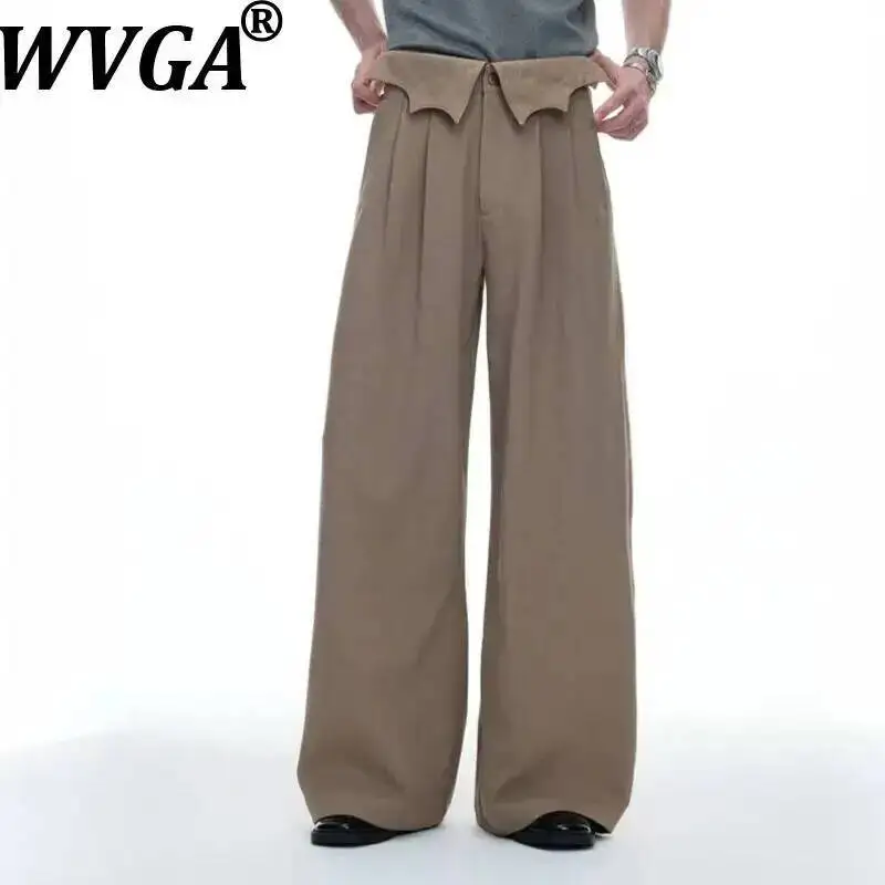 WVGA Summer New Men Asymmetrical Batwing Waist Vertical Striped Straight Trousers Niche Embroidery Elegant Wide-Leg Pants W25258
