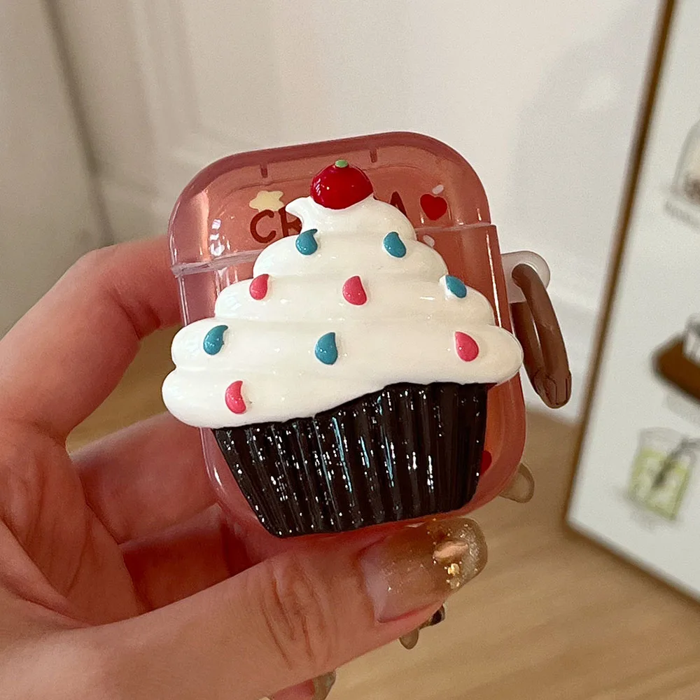 Sweet Delicious 3D Ice Cream Chocolate Cake Cute Earphone Cover For Apple AirPods 1 2 3 Pro 2 Wireless Bluetooth Headphone Case