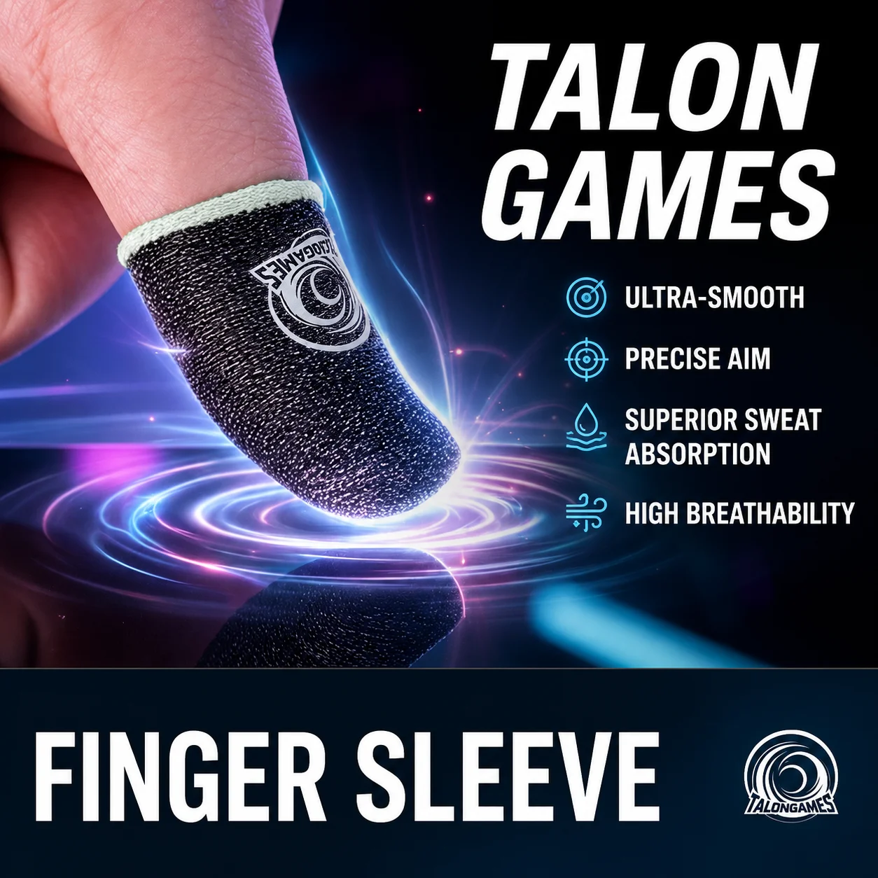 8Pcs TALONGAMES Gaming Finger Sack Sleeves, Ultra-Sensitive Silver Fiber Finger Gloves Fingertip Cover for Mobile Games