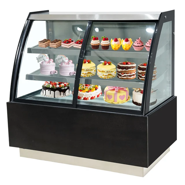 Commercial 0.9-meter Display Cabinet Cooler Refrigerator Curved Glass Display Cake Pastry Refrigerator
