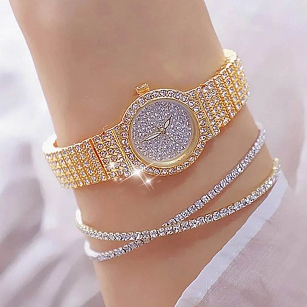 3pcs Watches Set Fashion Rhinestone Watch Women Luxury Crystal Rose Gold Quartz Watch Ladies Wristwatch Female Clock