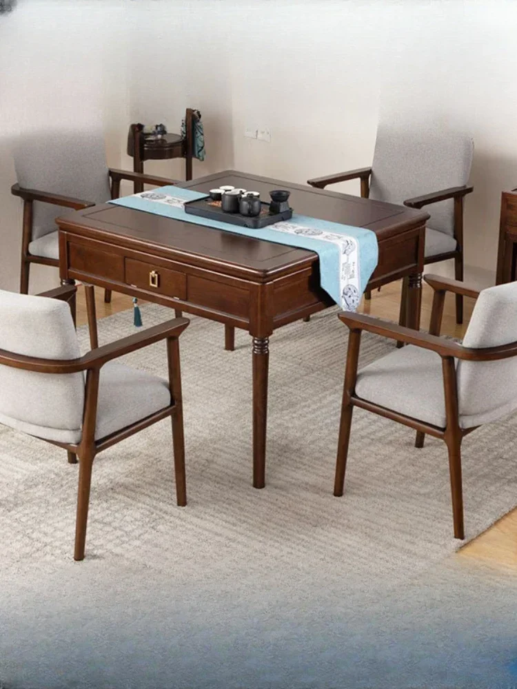 Solid Wood Mahjong Table New Automatic Intelligent Mahjong Machine Dining Table Dual-Use Machine Linen Integrated Home Mute