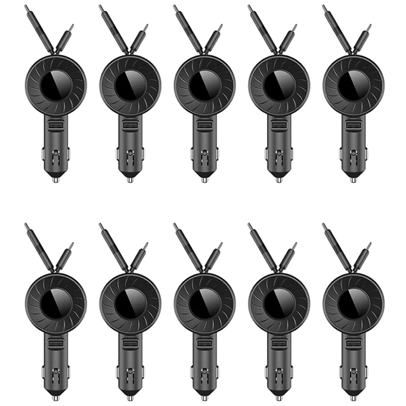 

10X 3 In 1 Car Charger For Samsung For Iphone Android Micro-USB Type-C Portable Cable Multi Function Telescopic Cable