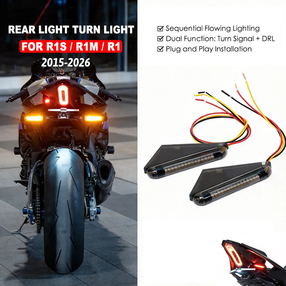 Motorcycle Tail Light For YAMAHAA R1 / R1M / R1S 2015-2026 Rear LED Integrated Tail Light LED Turn Signal Light Indicator light