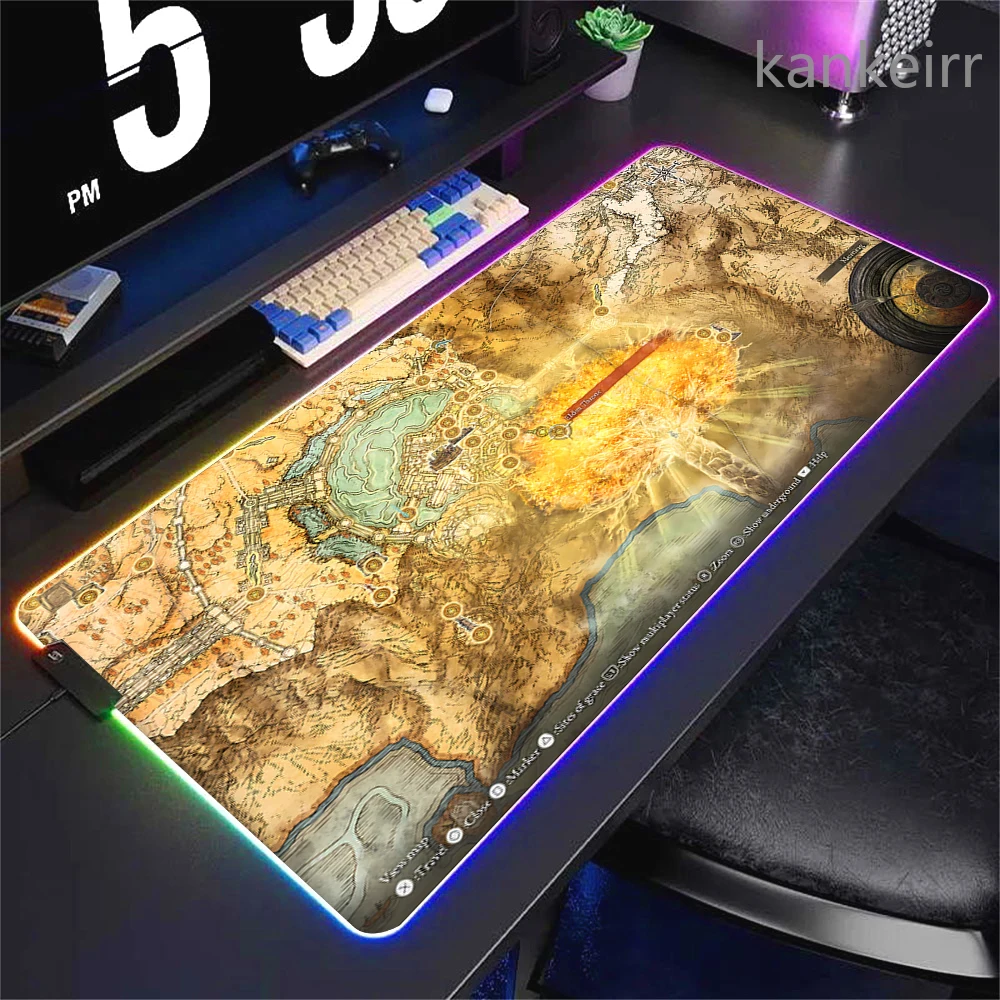 EldenS R-RingS ماوس الوسادة الألعاب LED ماوس حصيرة 600x300 Mousemats الجدول منصات الكمبيوتر Kawaii حصيرة مكتبية RGB لوحة المفاتيح حصيرة XXL