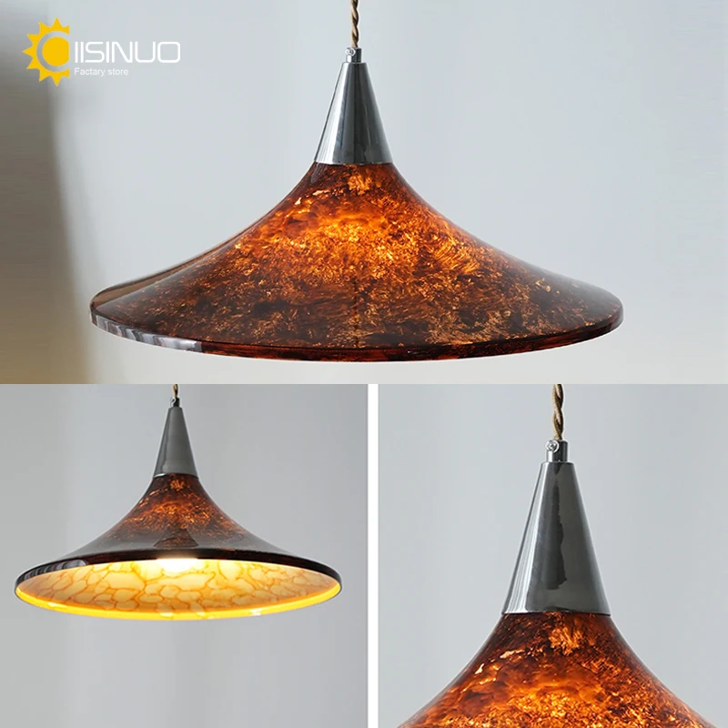 Vintage Acrylic Restaurant Pendant Light Lifting Retro Painted LED Ceiling Chandelier for Dining Kitchen Island Restaurant Decor image 6
