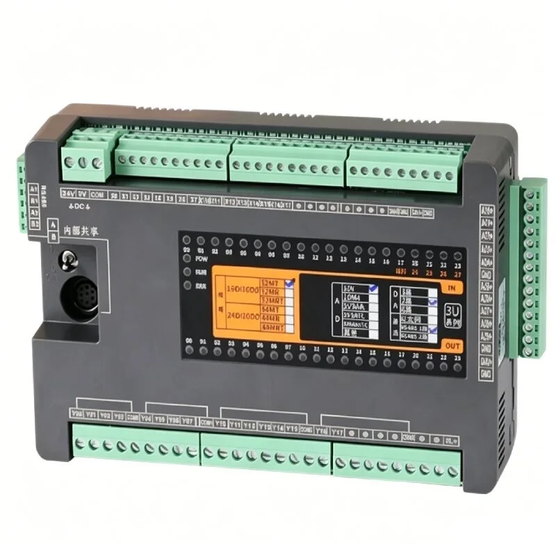 LOLLETTE FX3U-32MT/FX3U-32MR, equipped with 2×RS485, 2×RS422, 8-axis pulse output, 10AD & 2DA analog modules