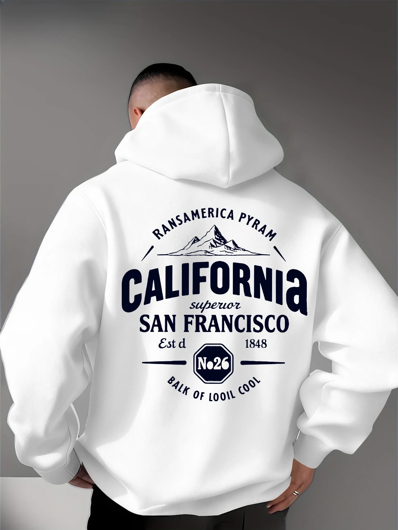 Street Trend Hip Hop Letter Print Men Hooded Sweatshirt Autumn Winter Daily Outdoor Sports Loose All Build Fitness Leisure Warm