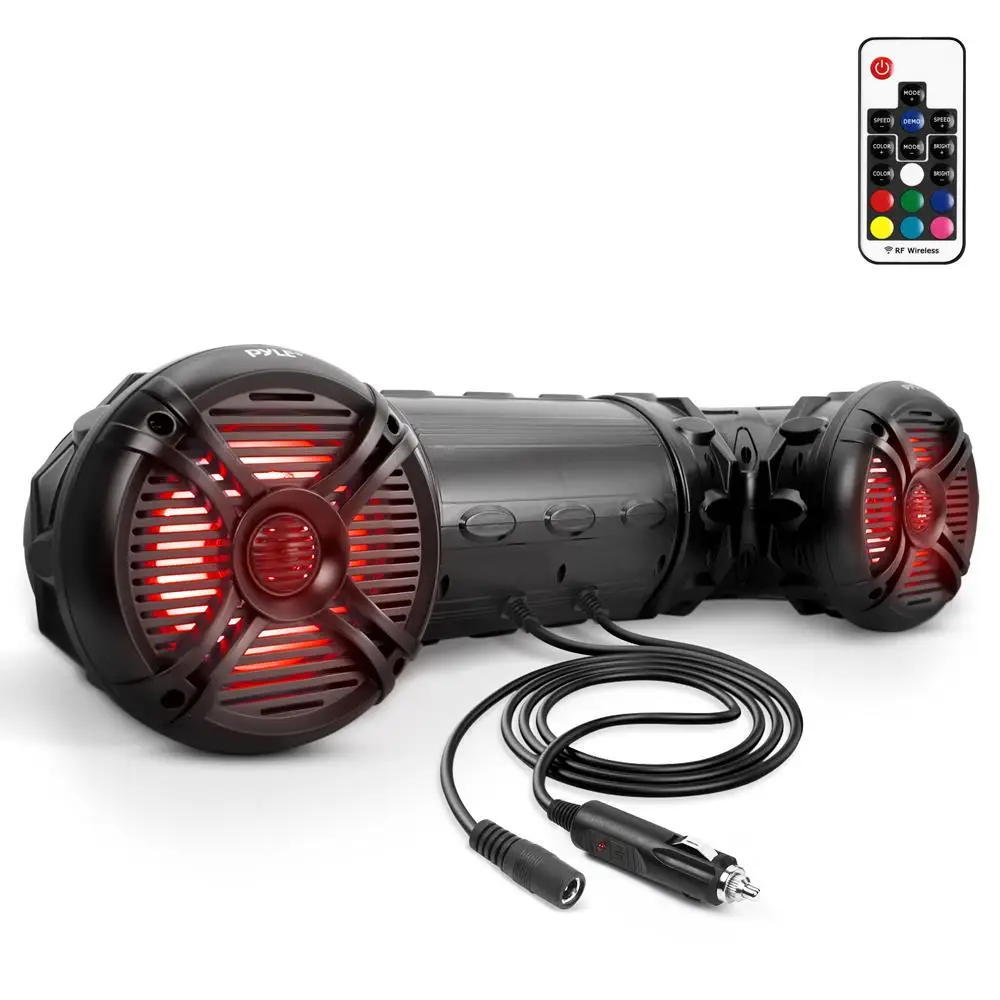 

Pyle Marine ATV Powered Speakers - 4.0 Wireless Bluetooth, 1000Watt, Color Changing LED Lights, IP44 Waterproof, 8“ Dual Audio