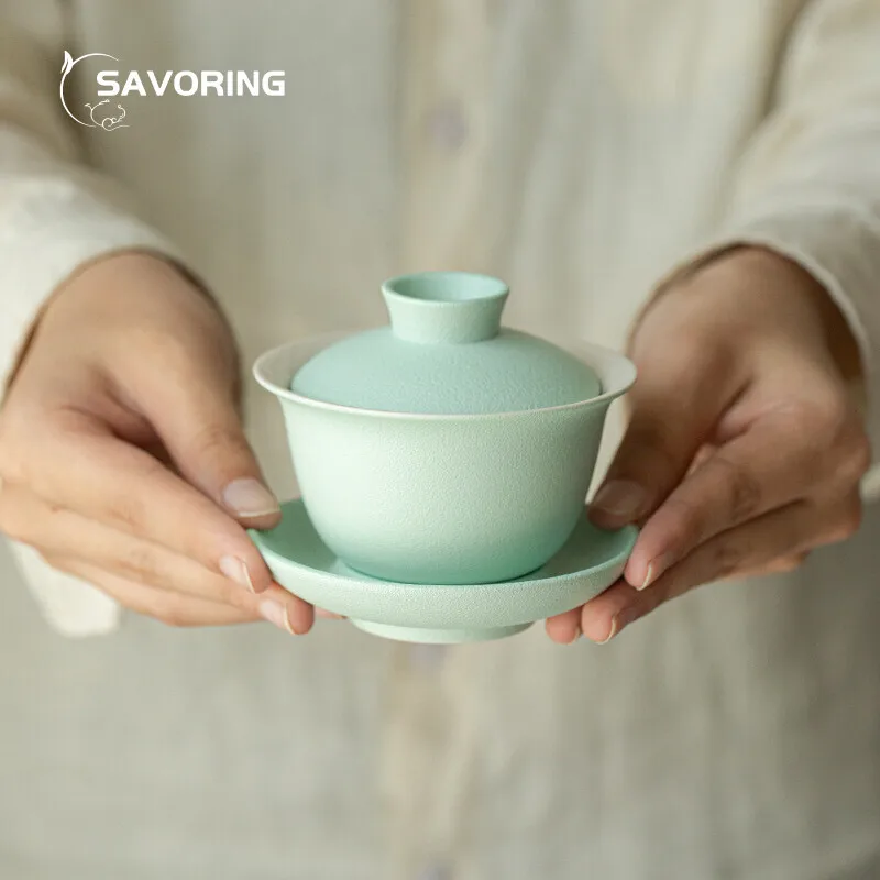 Simple Cover Bowl Gaiwan for Tea Ceramic 110ml White Porcelain Japanese Craft Drinkware Supplies Celadon Cup Chinese Type Teapot