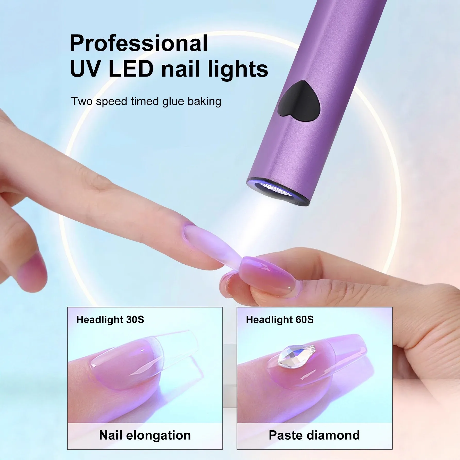 مصباح أظافر احترافي من NRCS، مصباح أظافر صغير الحجم محمول باليد، طلاء أظافر سريع الجفاف، مصباح خبز أظافر، أدوات أظافر.