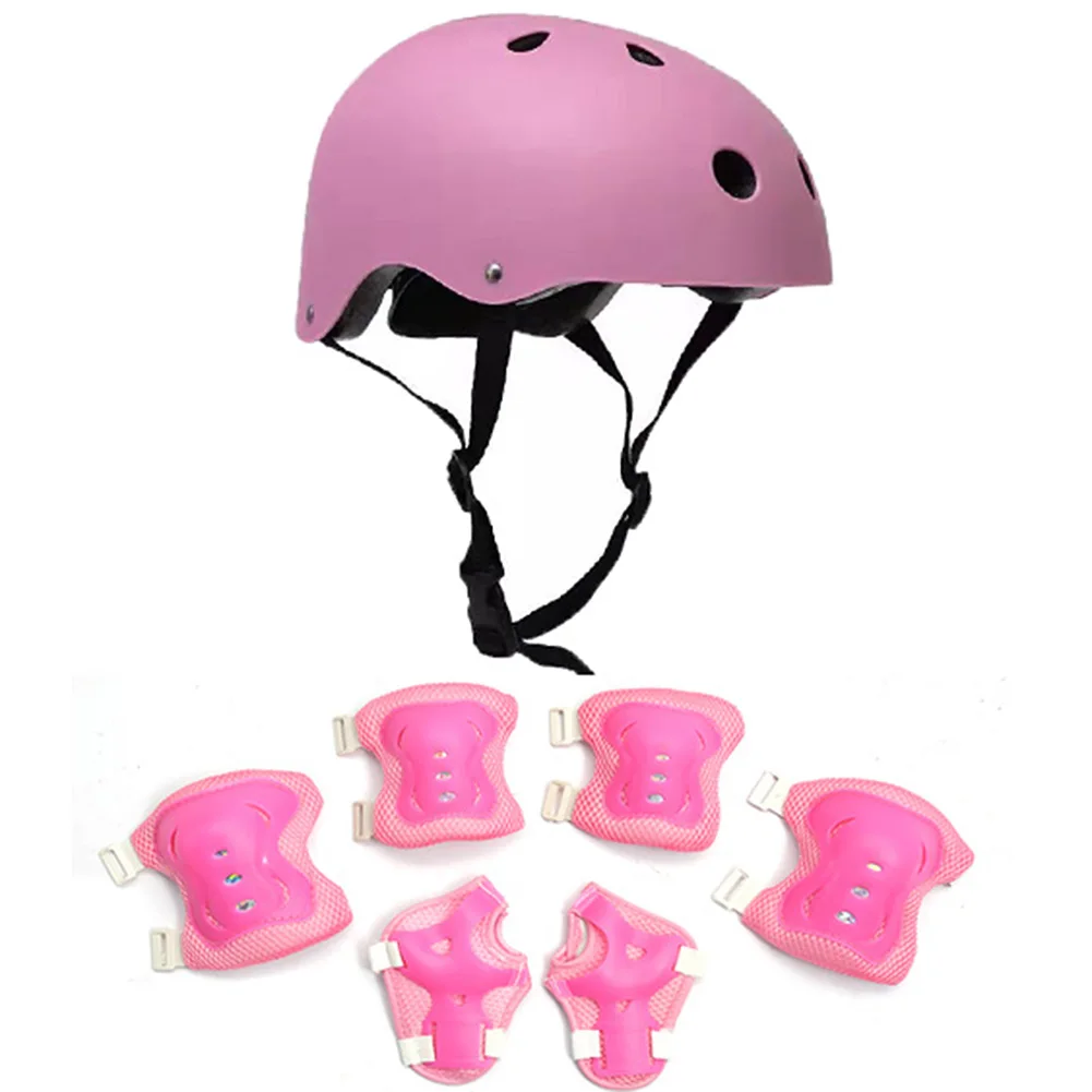 Children Cycling Protection Kneepads Safety Protection with Helmet Knee Elbow Support Impact Resistant 7 in 1 Sports Accessories