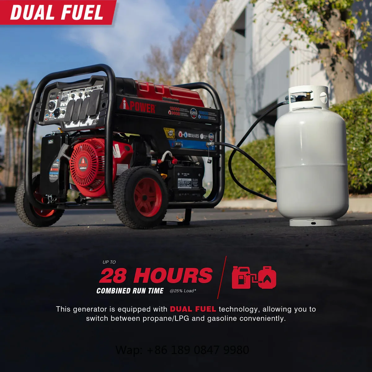 【Hot】 12000 Watt Dual Fuel Portable Generator Heavy Duty Frame Construction Gas-oline Propane Generator for Home