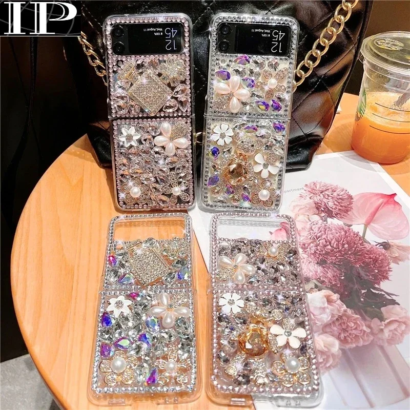 For Samsung Fold Z Flip 5 4 3 Diamond Perfume Bottle Phone Case Luxury Diamond Cases for Samsung Galaxy Fold Zflip