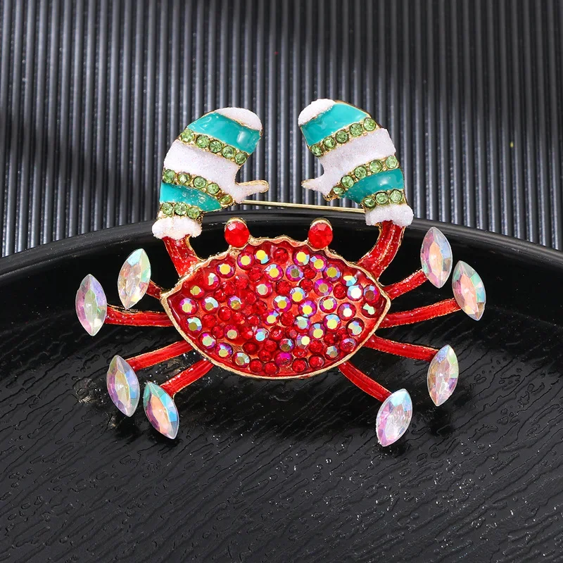 Fashion Vintage Colorful Crab Brooch Women's Luxury Accessories Pins Men's Suit Lapel Pins Animal Corsage Party Badges