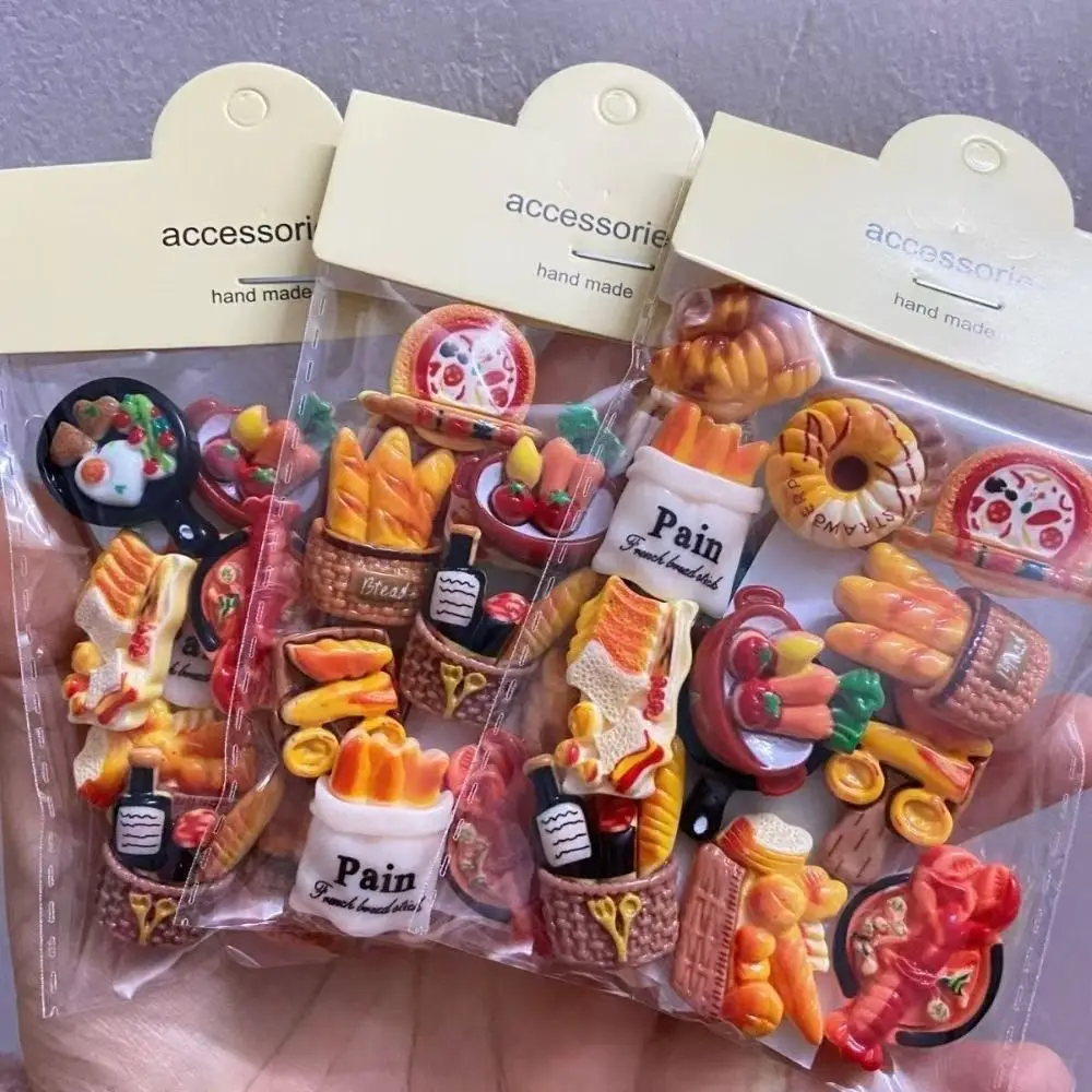 12PCS Resin Bread Fridge Magnets Magnetic Backing Miniature Food Refrigerator Magnets Cute Cartoon Style Realistic Bread
