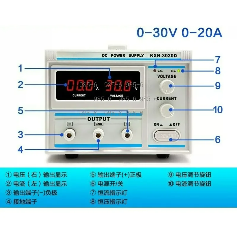 KXN-3020D DC Voltage Regulator, 30V 20A High-Power Switching Adjustable Power Supply 220V for Lab Use