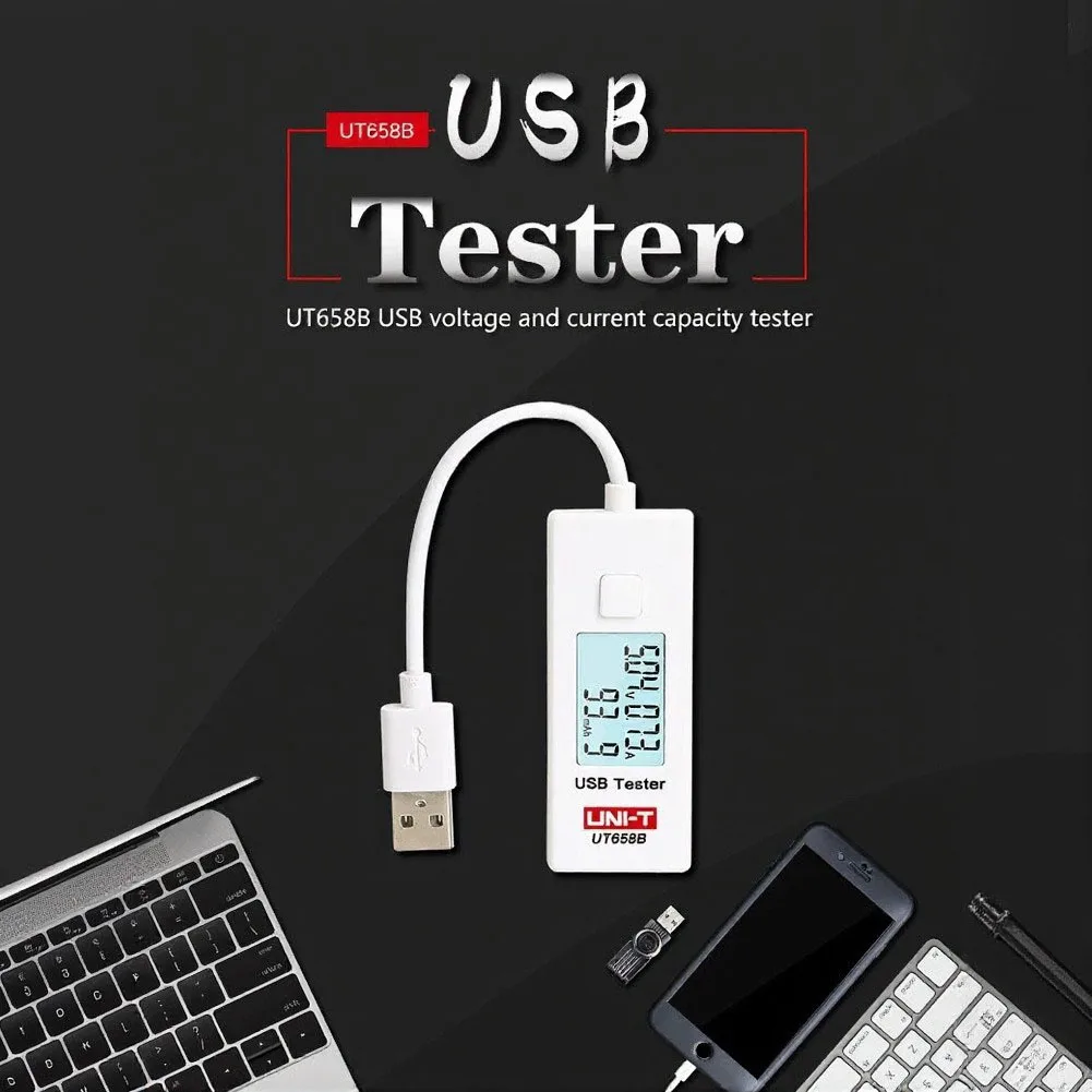 UT658B USB Power Meter 3V-9V 0-3A, ABS LCD Backlight, 1% Accuracy, Battery Capacity Tester, 10-Group Data Memory Charger Monitor - view 5